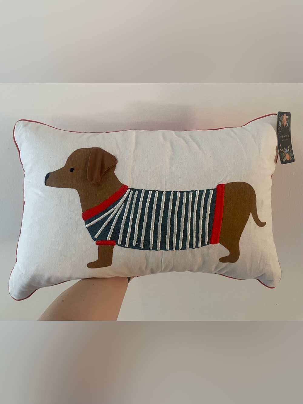 NWT Rifle Paper Co. Dachshund Lumbar Pillow